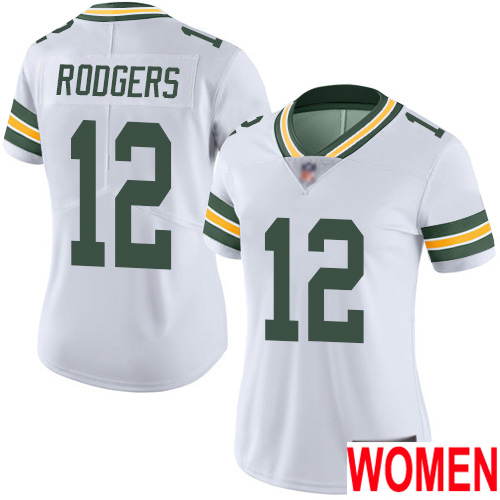 Green Bay Packers Limited White Women #12 Rodgers Aaron Road Jersey Nike NFL Vapor Untouchable
